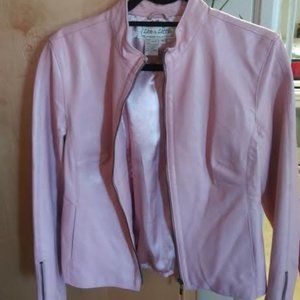 Light pink genuine leather jacket